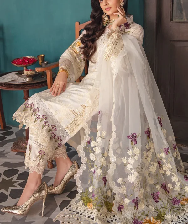 Elaf Festive Chikankari Collection'22 EFC#06-A Crystal - Image 2