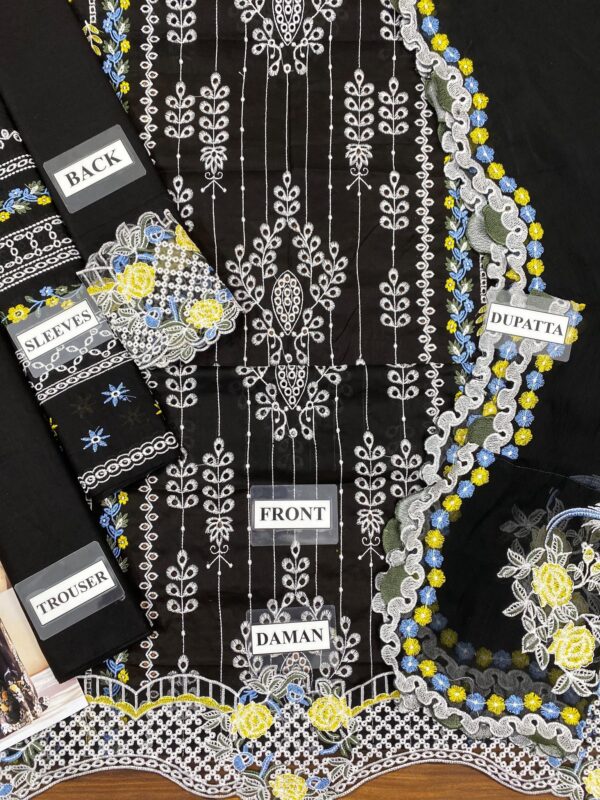 NEW ARRICAL BLACK LOVER COTTON LAWN  CHIKANKARI - Image 4