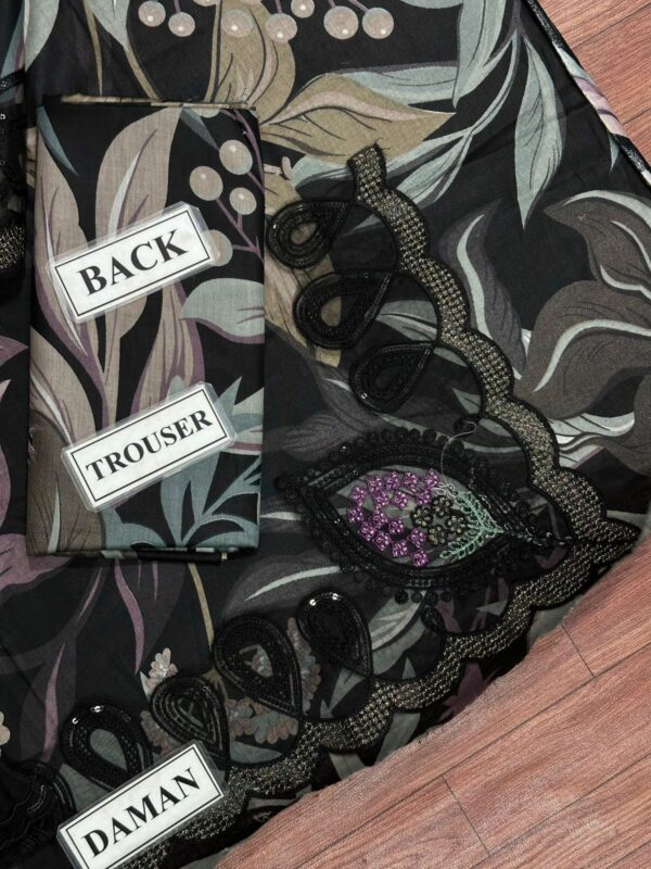 Baroque 3‑Piece Embroidered Lawn Suit with Printed Chiffon Dupatta - Image 3