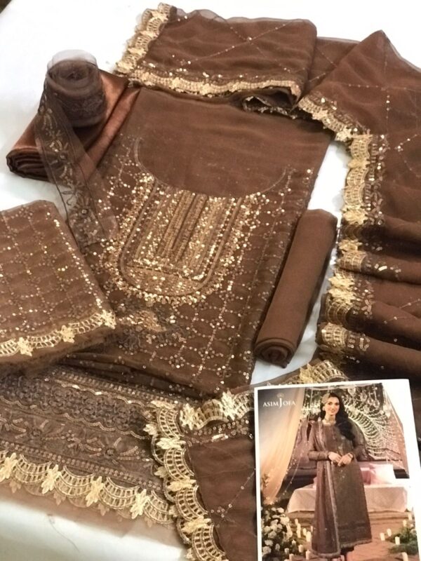 ASIM JOFA DASTAN CHIFFON EMBROIDERED DRESS WITH CHIFFON EMBROIDERED DUPATTA - Image 5