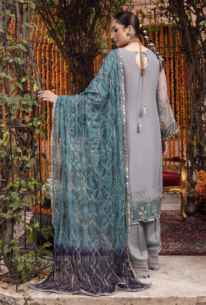 Adan Libas Chiffon Embroidered Unstitched Collection RANG-E-MEHFIL 005 - Image 5
