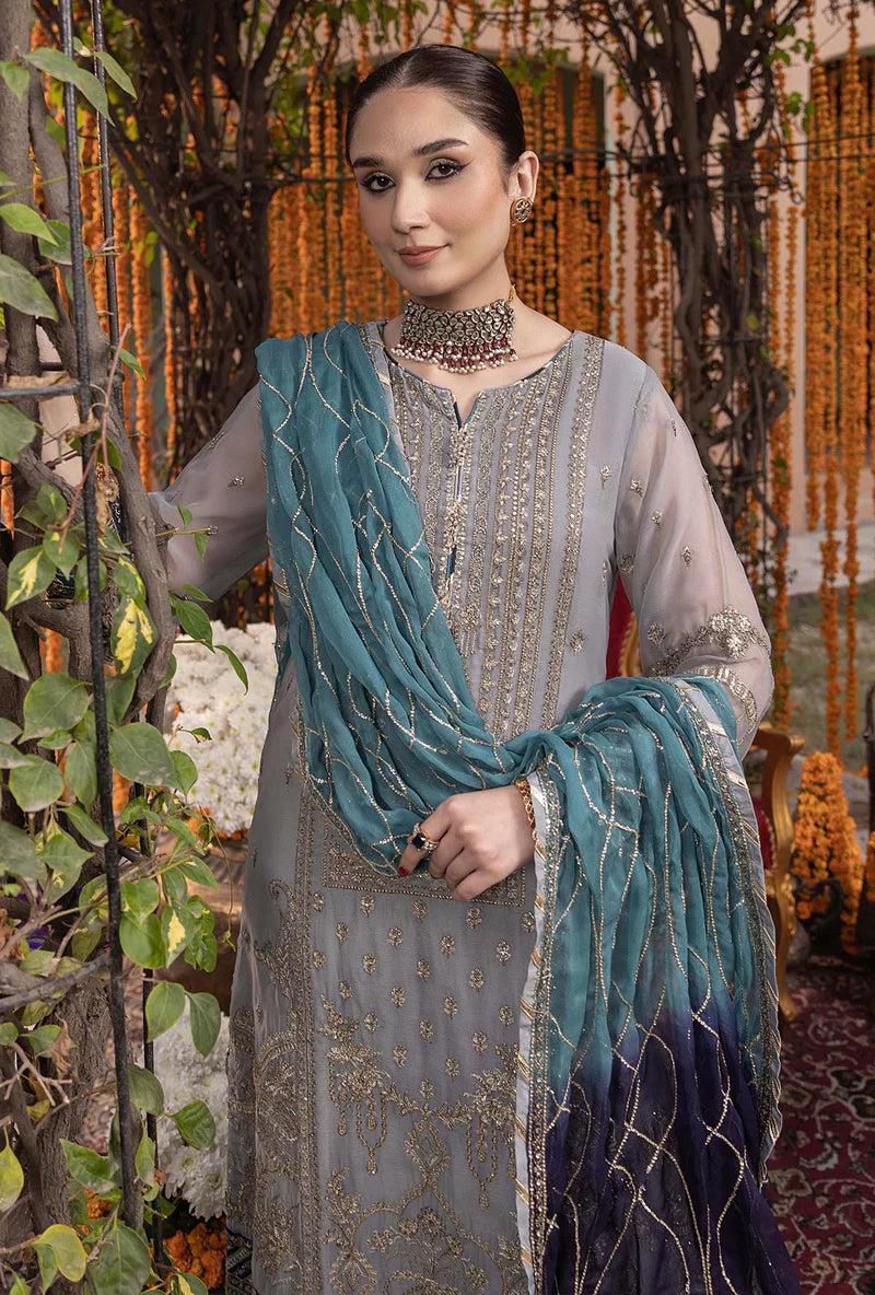 Adan Libas Chiffon Embroidered Unstitched Collection RANG-E-MEHFIL 005 - Image 4