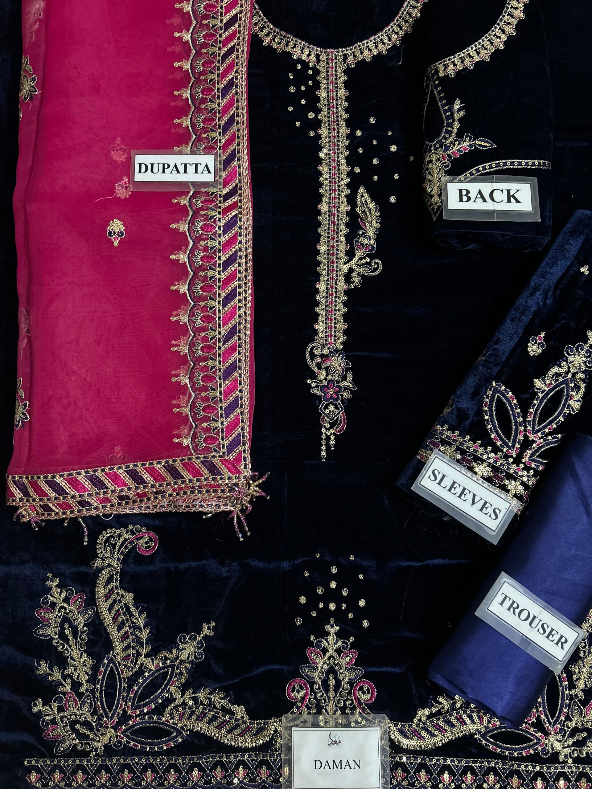 Naqashi Embroidered Velvet Dress - Image 4