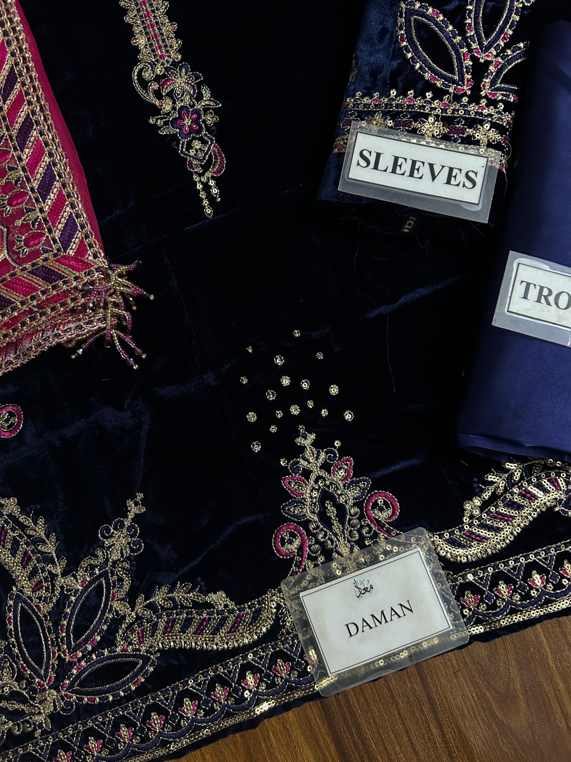 Naqashi Embroidered Velvet Dress - Image 5