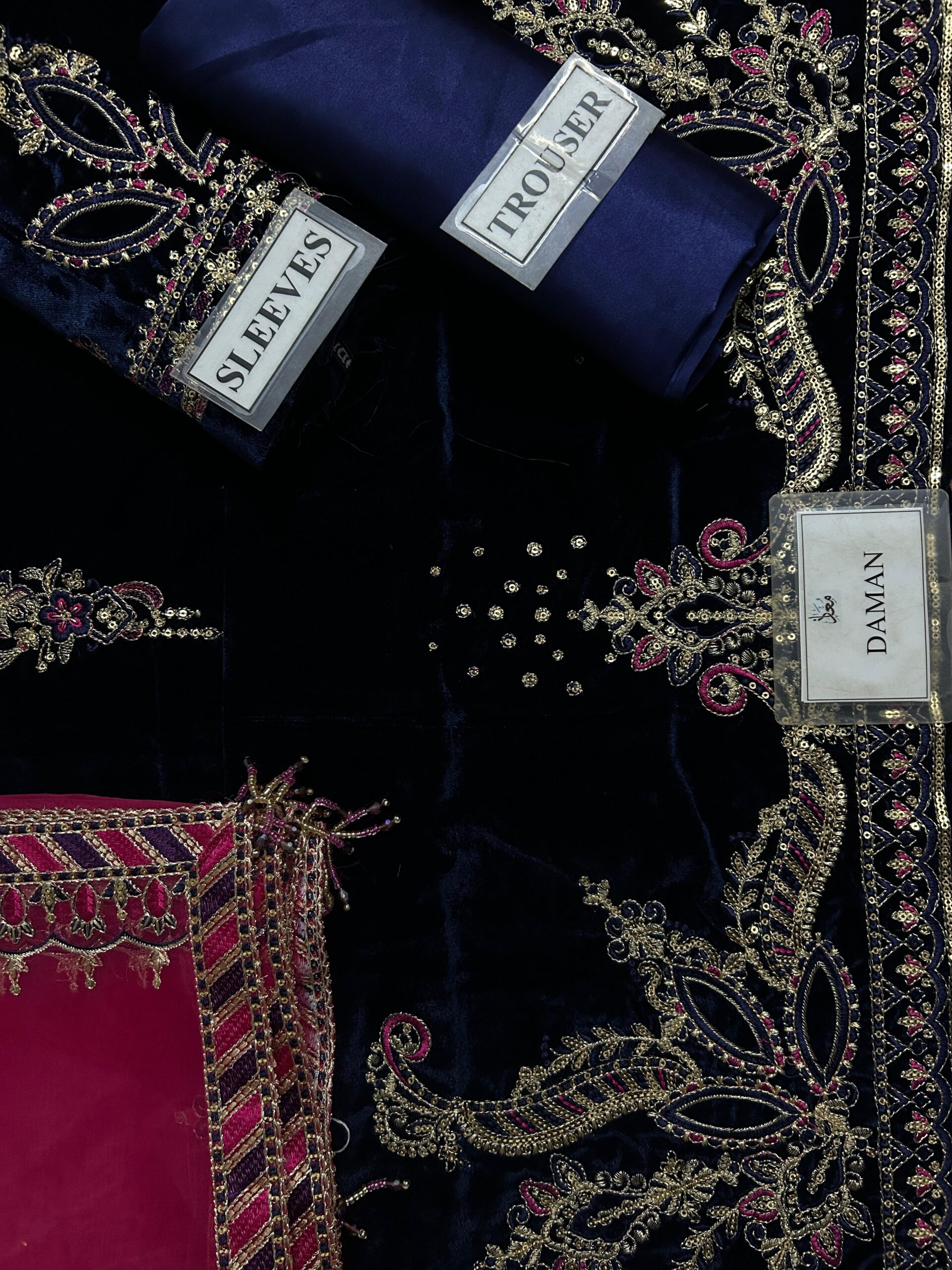 Naqashi Embroidered Velvet Dress - Image 6
