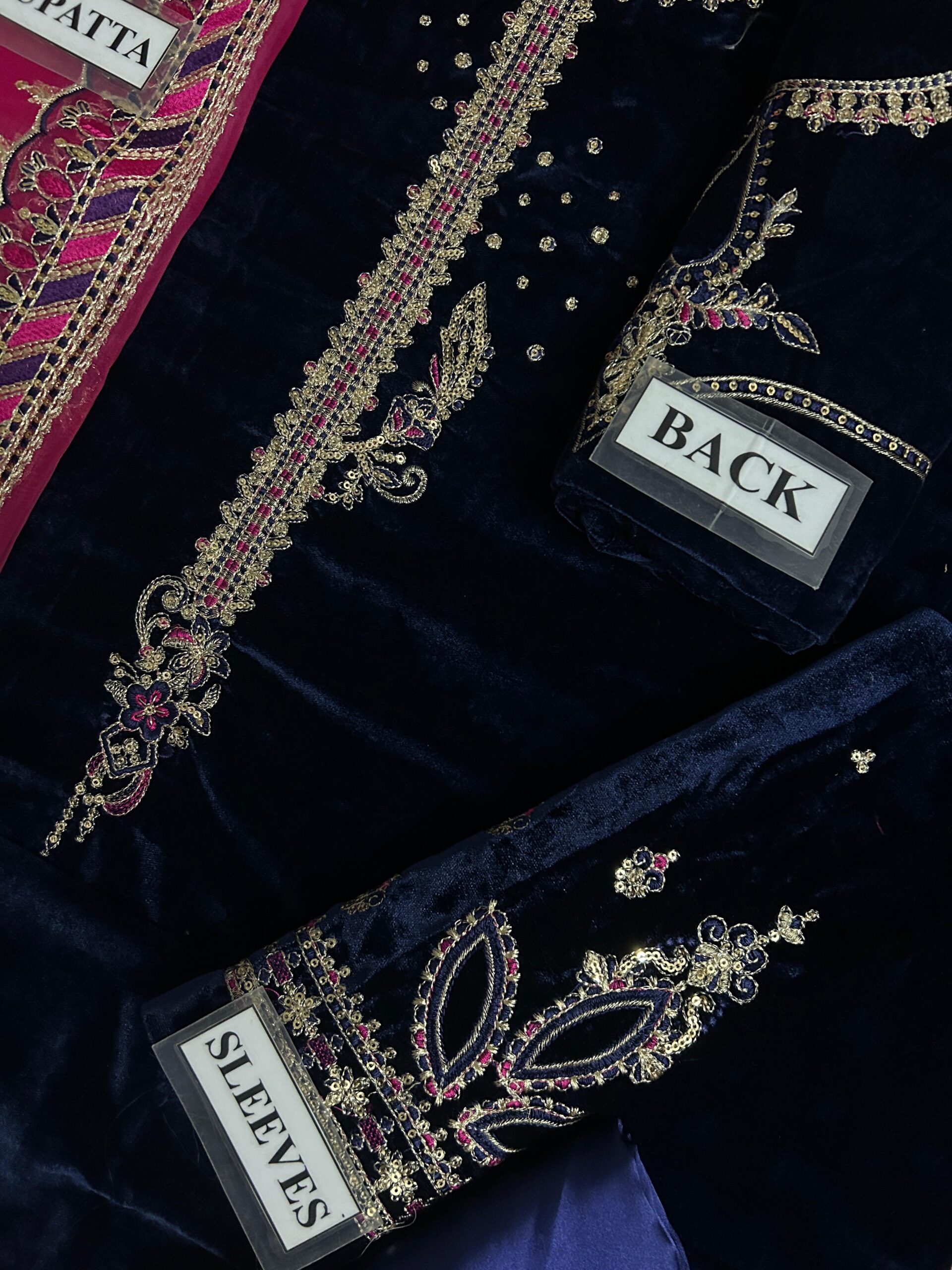 Naqashi Embroidered Velvet Dress - Image 7