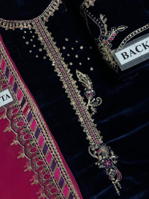 Naqashi Embroidered Velvet Dress - Image 8