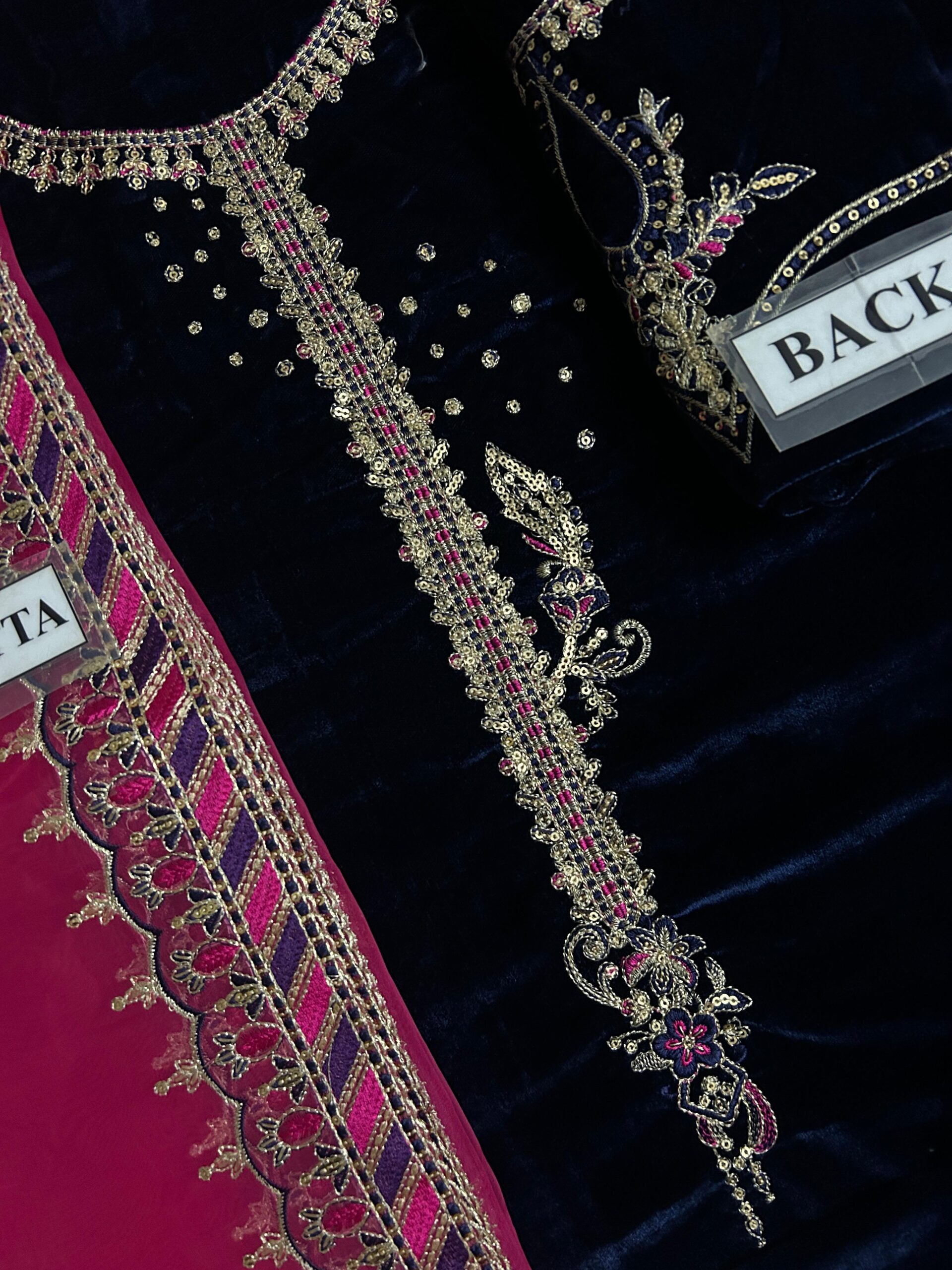 Naqashi Embroidered Velvet Dress - Image 8